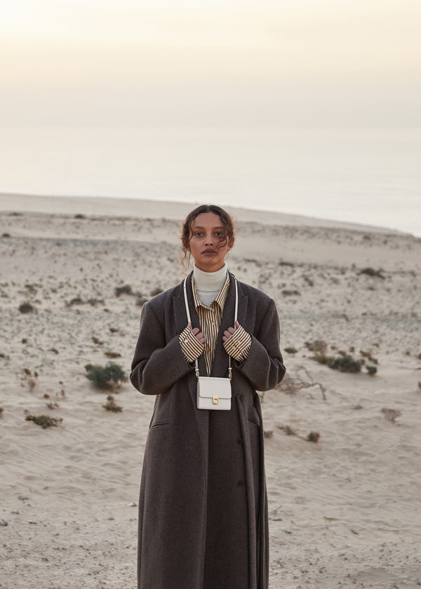 Portfele Polène Numéro Sept Crossbody - Edition Textured Chalk | EAPON-0924