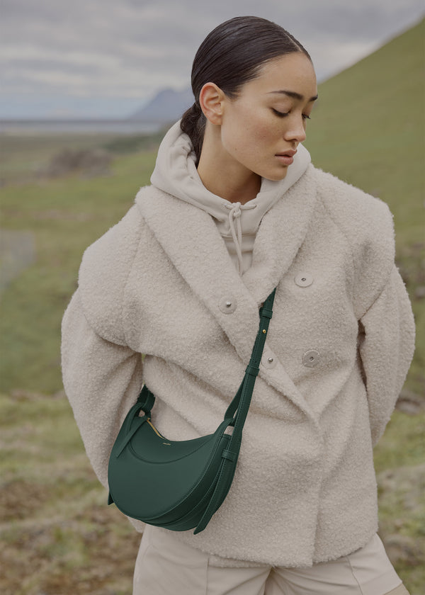 Torba Crossbody Polène Numéro Dix - Edition Textured Green | KVJXR-2486